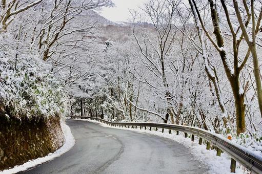 厳しい寒さ　雪道