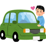 車を撫でる人