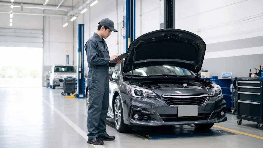 車検をしている男性